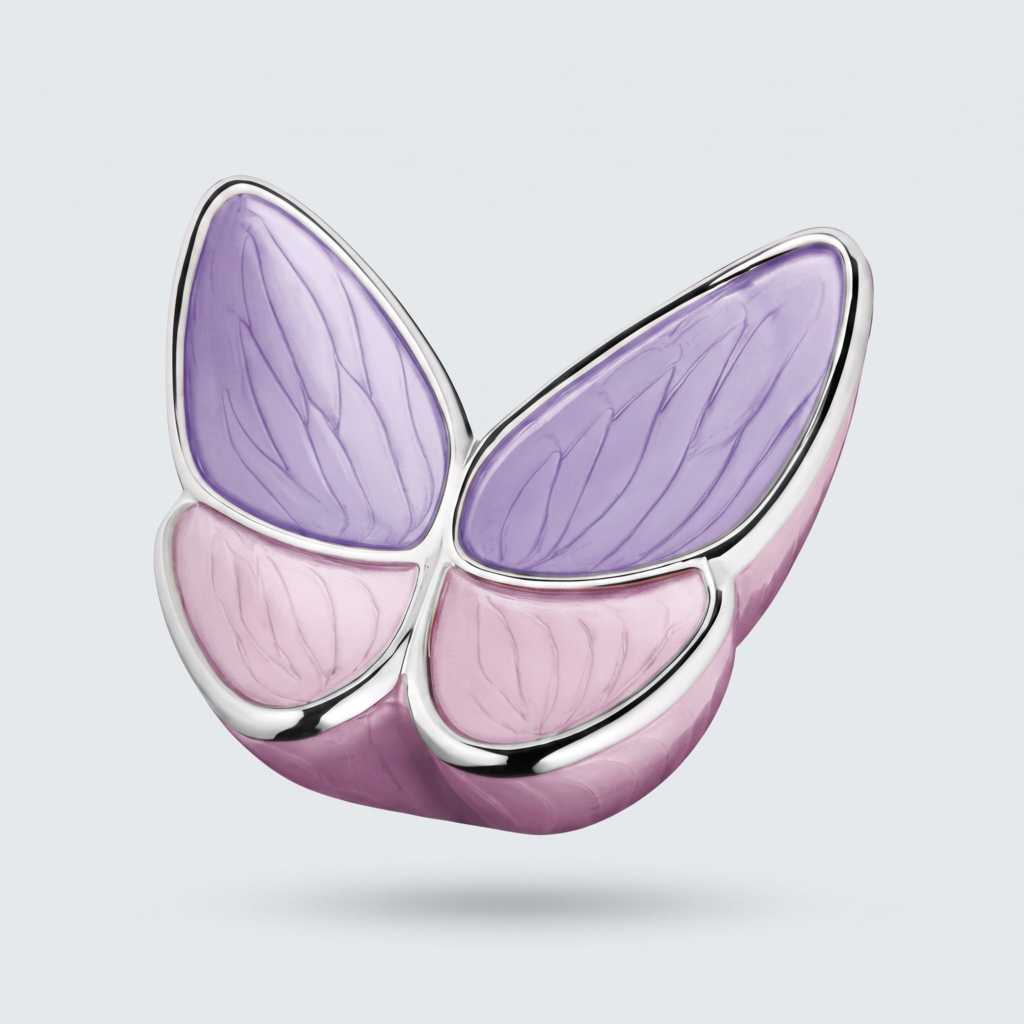 Mini urna mariposa Alas de Esperanza en tonos violeta y rosa